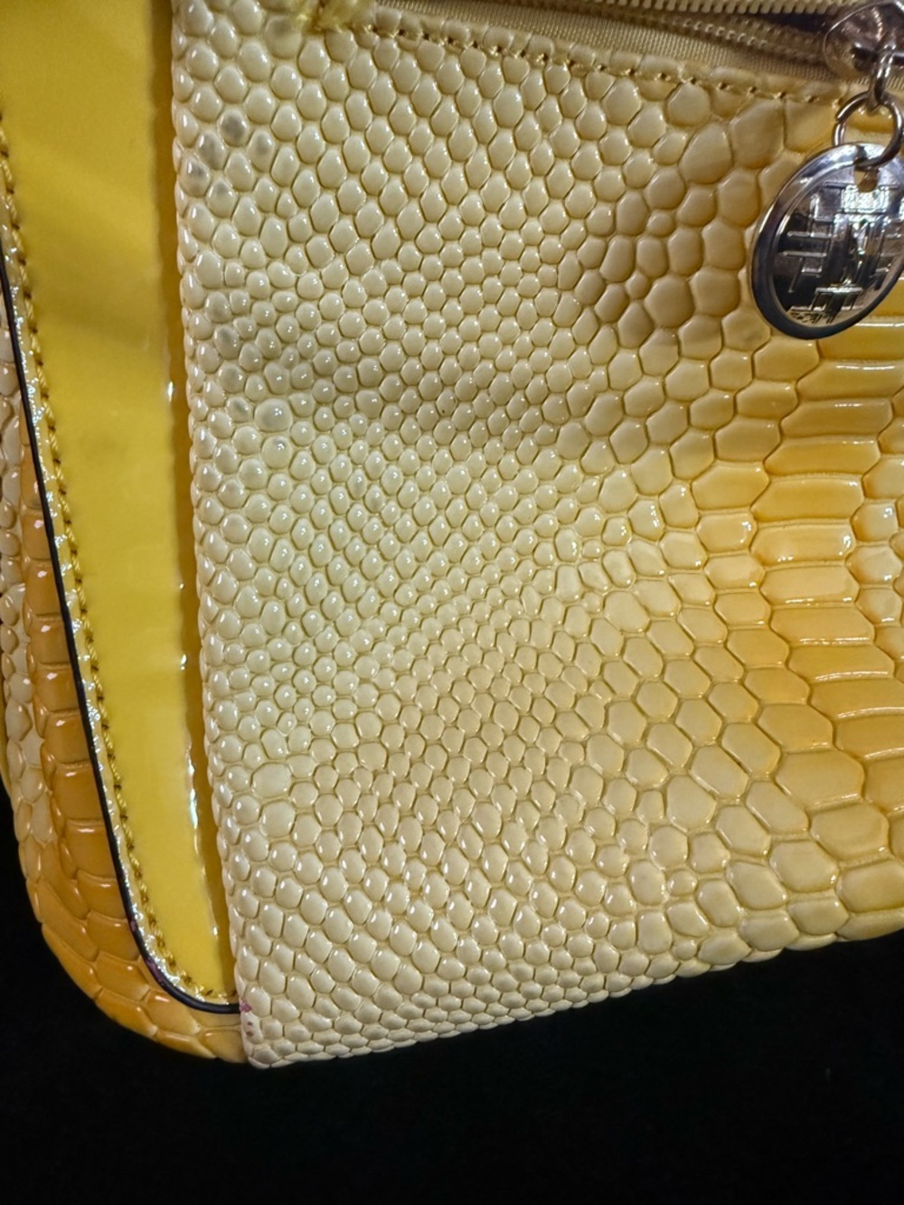 Haiying Snider Bright Yellow Snake Embossed Faux Leather Satchel Shoulder Bag - Picture 9 of 14